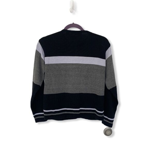 Dress Barn Black Gray & White Striped Cardigan | Women’s S | Button-Front Knit - Picture 3 of 4